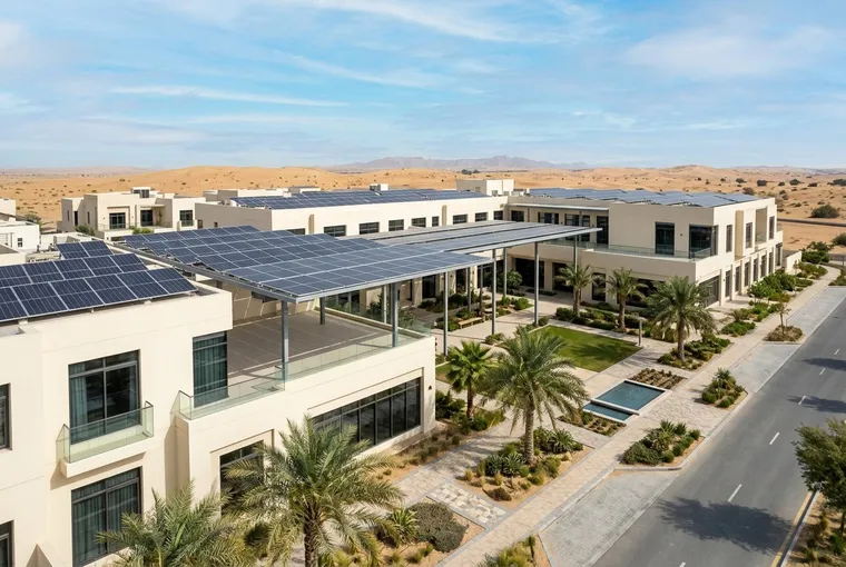 UAE properties with rooftop solar systems illustrating funding options in Ajman